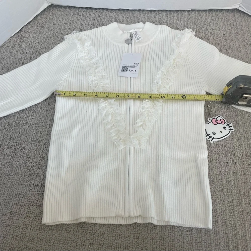 NWT forever 21 hello kitty girl’s white cardigan with lace